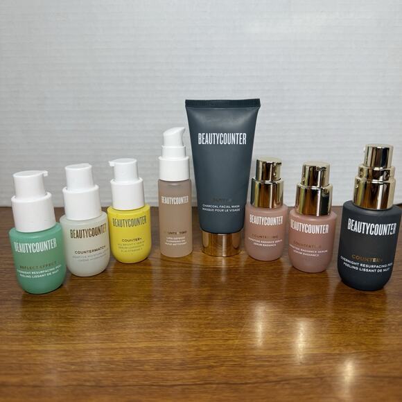 Beautycounter Counter+ Overnight Resurfacing Peel, Serum, Mask. 8pc LOT - Picture 1 of 3